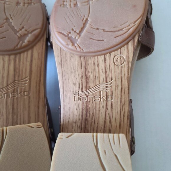 Dansko Mara Leather Open Toe T-Strap Clog Sandals Size EU 41 US 10 Brown NWOB - Picture 2 of 10